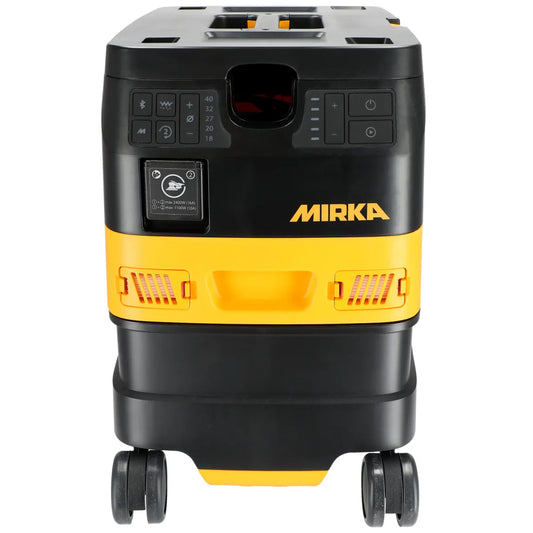 Mirka Staubsauger DEXOS 1217 M AFC mit großem Behältervolumen, automatischer Filterabreinigung und robustem Fahrgestell für den professionellen Einsatz in Werkstatt und Industrie.