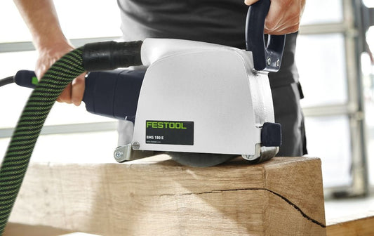 Festool BMS 180 Bürstmaschine mit Rustilonbürsten KB 85 beim Schleifen einer Holzoberfläche