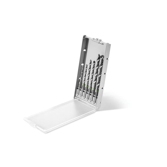 Festool Bohrerkassette BKS SYS3 D4-10 CE/S mit 6 Steinbohrern in geöffneter Deckelfachkassette