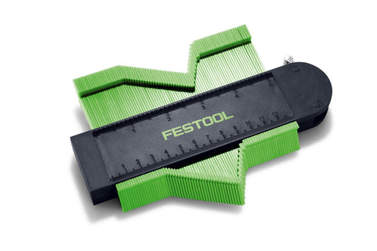 Festool Konturenlehre KTL-FZ FT1 mit grünen Kunststofflamellen und schwarzem Messskala-Gehäuse zur Konturenübertragung