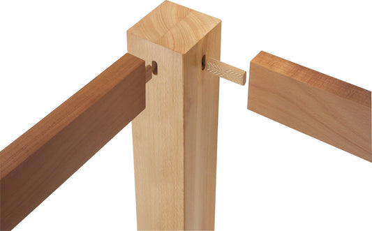 Festool DOMINO Dübel Buche in Holzverbindung mit seitlichen Führungsrippen und Leimtaschen