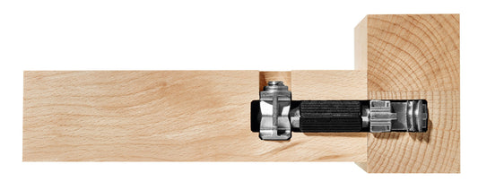 Festool Ankerbolzen SV-AB D14/32 in Holz eingedreht, Spreizanker-Detail sichtbar