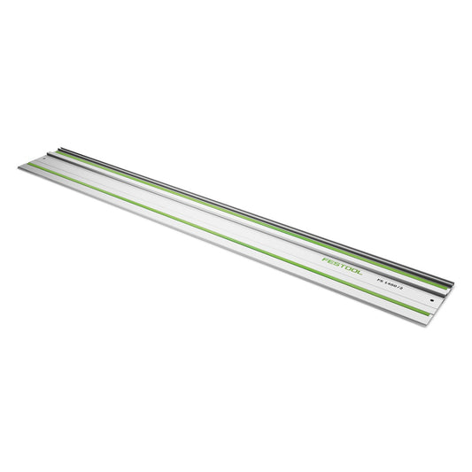 Festool Führungsschiene FS 1400/2 mit grünen Markierungen und Gleitbelag in Seitenansicht.