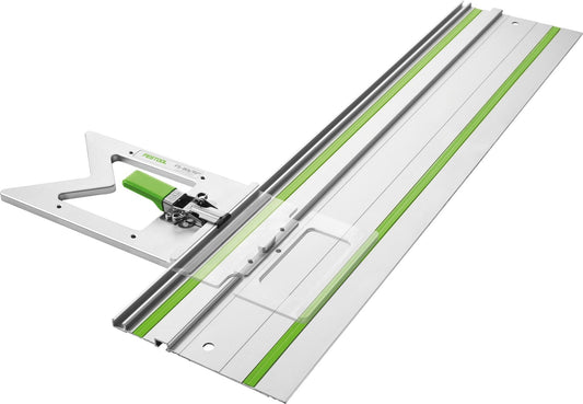 Festool Winkelanschlag FS-WA/90° mit Führungsschiene, Schnellspannhebel und grünen Anlegekanten zur Montage.