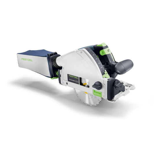 Festool Akku-Tauchsäge TSC 55 KSEB-Basic mit Absauganlage und Führungsschiene in Anwendung.
