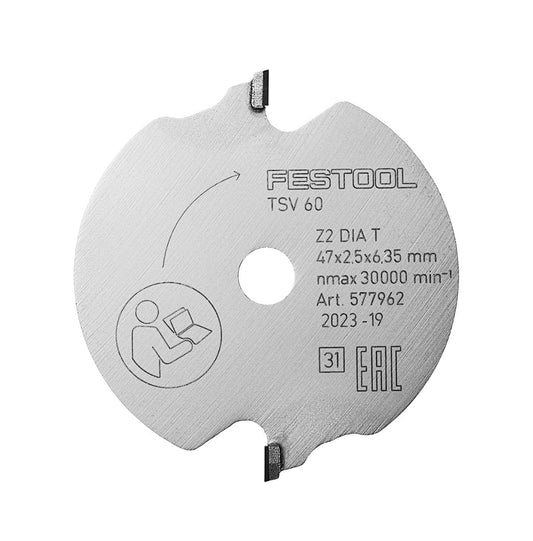 Festool Vorritz-Sägeblatt TSV 60 Z2 DIA 47mm mit Diamant-Schneidezähnen und Trapezzahnform