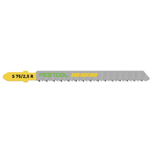 Festool Stichsägeblatt S 75/2,5 R WOOD FINE CUT mit gelbem T-Schaft und feiner Verzahnung für ausrissfreie Holzschnitte