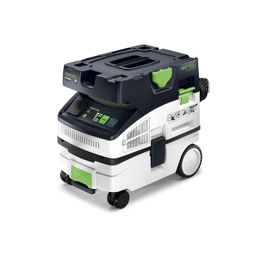 Festool CLEANTEC CTL MINI I Absaugmobil mit Behälter, Bedienpanel und Rollen in Weiß-Grün