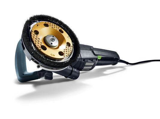 Festool Diamantscheibe mit schwarzer Bürste und goldenem Schleifteller für Sanierungsschleifen RG-Serie