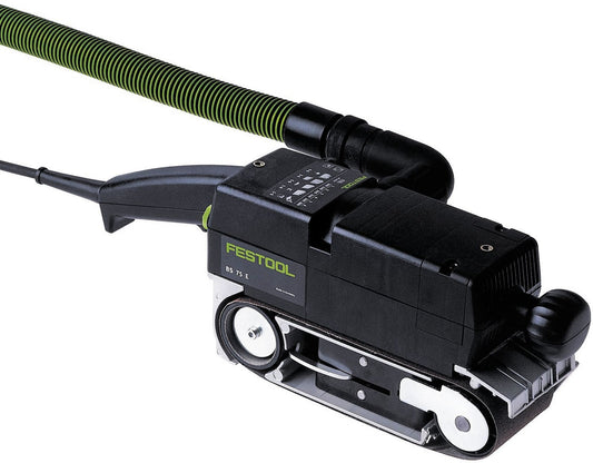 Festool Bandschleiffer BS 75 E mit montiertem Staubsack AS-BS 75/105 und Absaugschlauch