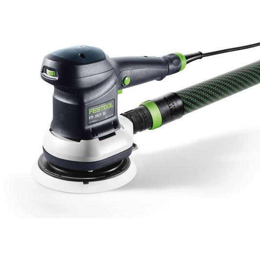 Festool ETS 150/5 EQ Exzenterschleifer mit Absaugschlauch und Tellerbremse, Seitenansicht