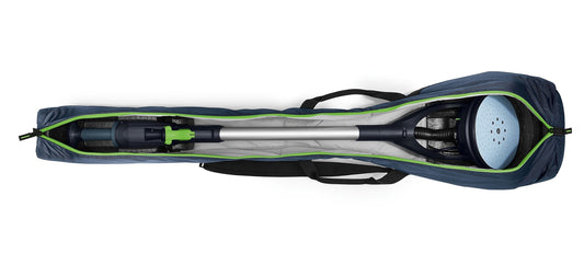 Festool PLANEX Transporttasche mit Langhalsschleifer, offen, Schulterriemen sichtbar