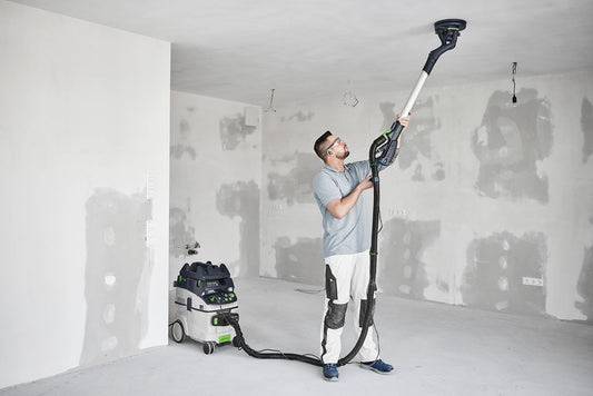 Festool PLANEX LHS 2-M 225 EQ Langhalsschleifer mit CTM 36 Absaugmobil bei Deckenarbeiten