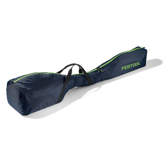 Festool PLANEX Transporttasche dunkelblau mit neongrünem Reißverschluss und Schulterriemen für Langhalsschleifer.