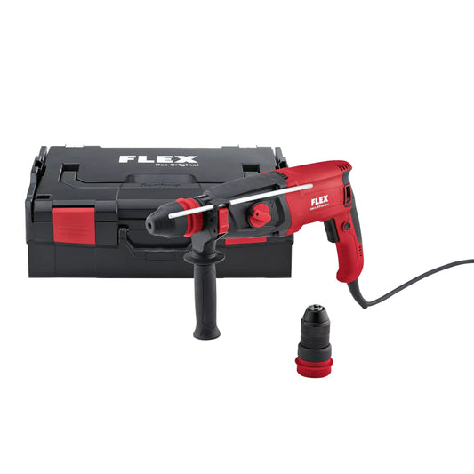 FLEX Kombihammer CHE 2-28 R SDS-plus Lieferumfang mit Gerät, SDS-plus-Bohrfutter und Schnellspannfutter und Transportkoffer L-BOXX