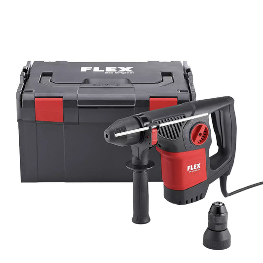 FLEX Kombihammer CHE 4-32 R SDS-plus Lieferumfang mit Gerät, SDS-plus-Bohrfutter und Schnellspannfutter und Transportkoffer L-BOXX