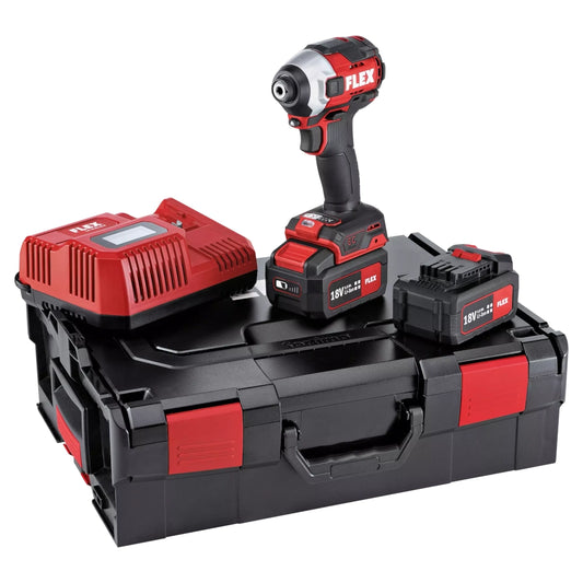 FLEX ID 1/4" 18.0-EC HD Set Akku-Schlagschrauber 18 V mit Schnelladegerät, Akkus und L-Boxx