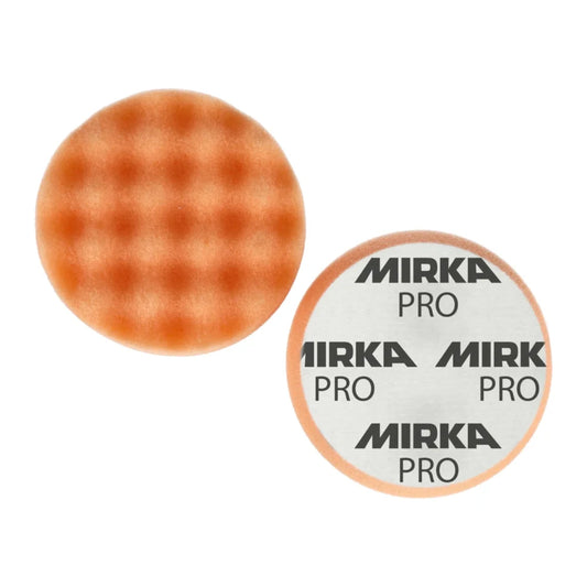 Mirka Schaumstoffpad Ø 85 mm, orange, gewaffelt - Vorder- und Rückseite