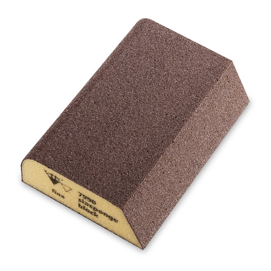 Sia 7990 siasponge block hart Schleifschwamm mit braun-grauer Körnung und beige Rückseite, vierseitig beschichtet