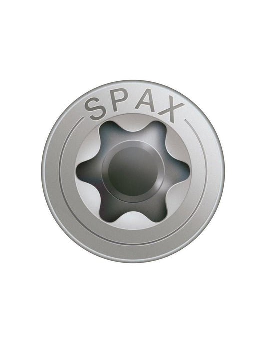 SPAX Senkkopf T-STAR plus Edelstahl, Draufsicht mit Antriebsmulde und Wellenprofil